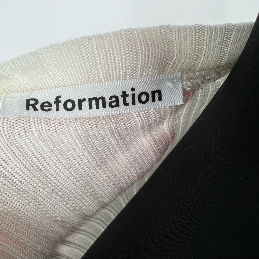 Reformation Cream Tie Back Open Back Ribbed Sweat… - image 8